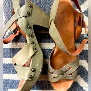 Kork-Ease Green Leather Platforms — very cool color, very comfortable 10